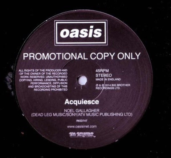 Oasis Acquiesce Vinyl Record